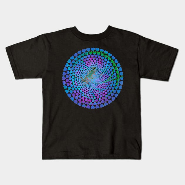 Hearts Link Together Colourful Cosmic Matrix Kids T-Shirt by Mazz M